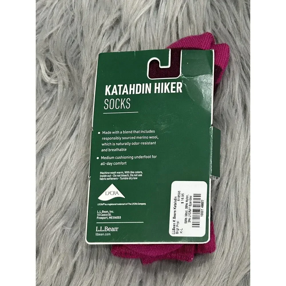 LLBean Katahdin Hiker Wool Socks Kids Size Large (3-6) Made‎ In USA
